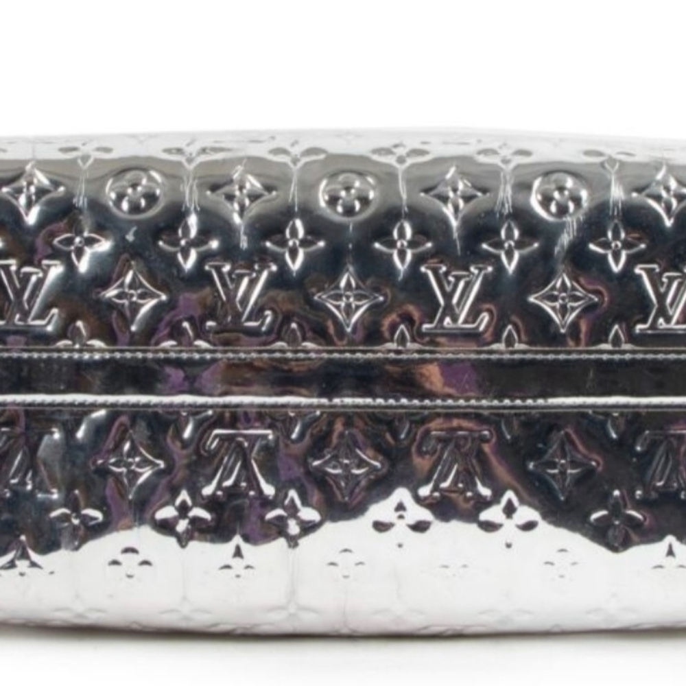 Louis Vuitton Limited Edition Silver Metallic Monogram Miroir Speedy 35 Bag. - Picture 15 of 16